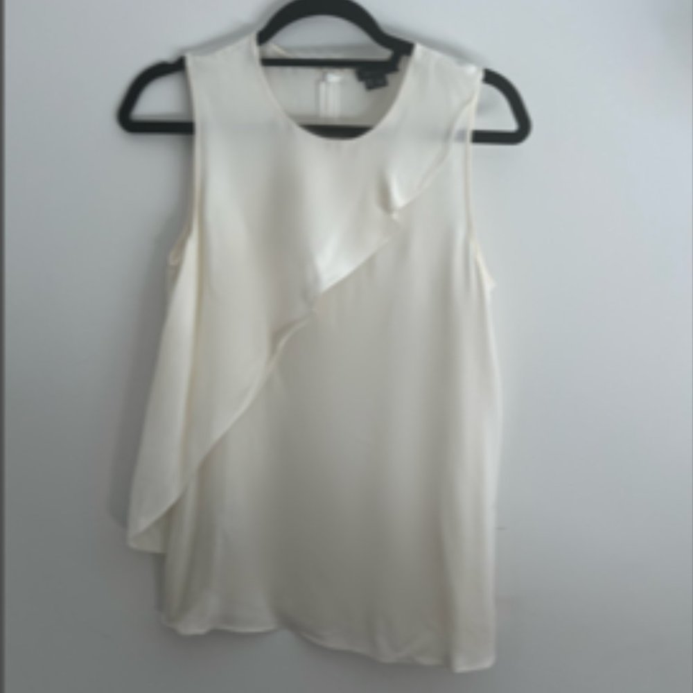 Theory, Cream Colored, Silk, Sleeveless Top, Size Medium